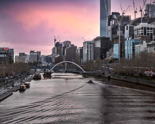 Melbourne Southbank waterfront evening view